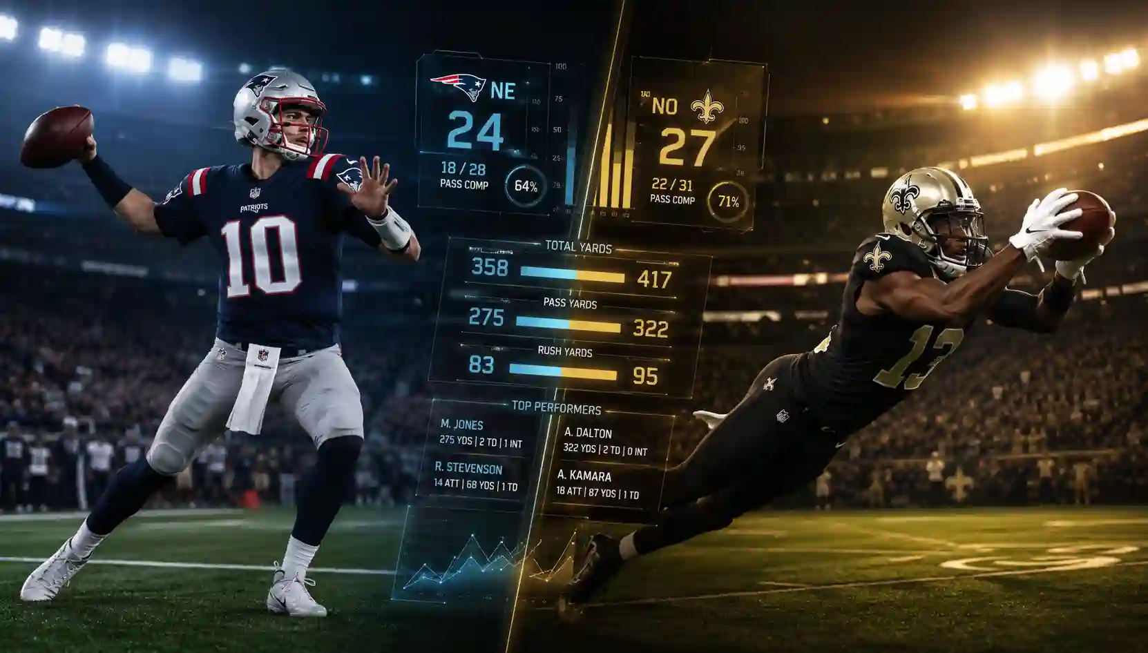 new england patriots vs new orleans saints match player stats